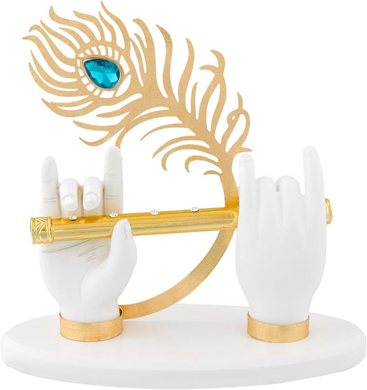 Polyresin krishna hand with flute | Classical Piece for Decor As Well As Wedding and Corporate Gifting Purposes | 3.5 x 5 Inches